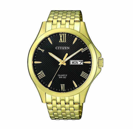 Image of Watches. Productname: Citizen Black Gold Watch BF2022-55H in Watch colour by brand - Citizen