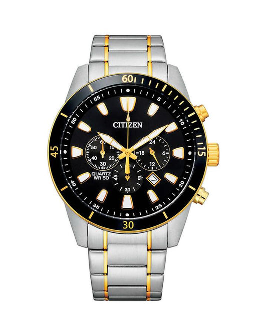 Image of Watches. Productname: Citizen Black and Gold Men's Watch AN8184-89E in Watch colour by brand - Citizen