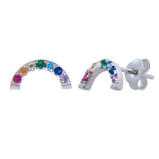 Image of Earrings. Productname: Children's Rainbow Sterling Silver Earrings in Silver colour by brand - Bevilles