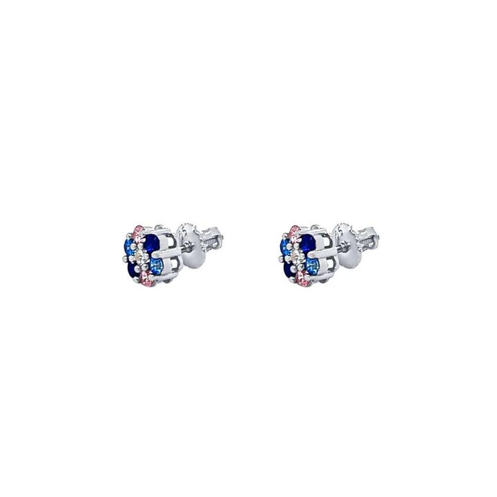 Image of Earrings. Productname: Children's Sterling Silver Multi Colour Flower Earrings in Silver colour by brand - Bevilles