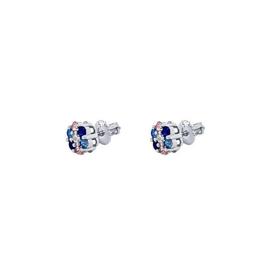 Image of Earrings. Productname: Children's Sterling Silver Multi Colour Flower Earrings in Silver colour by brand - Bevilles
