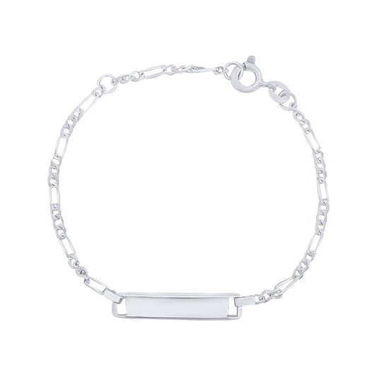 Image of Bracelets. Product name - 15cm Children's 3+1 Figaro ID Bracelet in Sterling Silver in colour by brand - Bevilles
