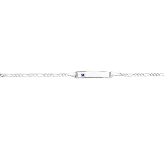 Image of Bracelets. Product name - 15.5cm Children's Blue Bird ID Bracelet in Sterling Silver in colour by brand - Bevilles