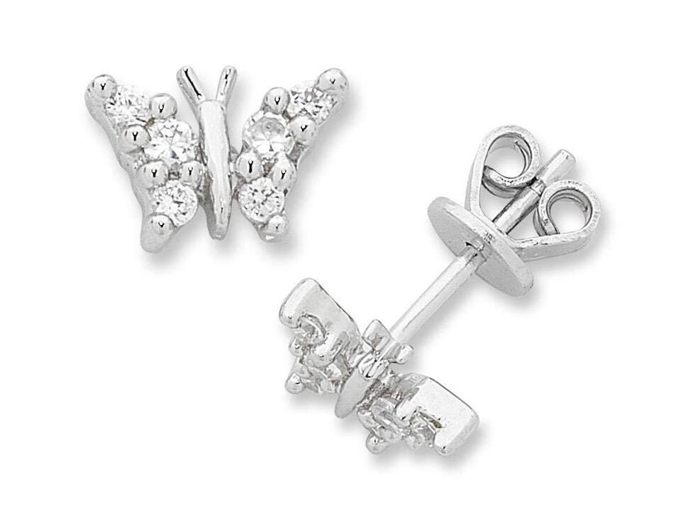 Image of Earrings. Product name - Children's Sterling Silver Butterfly Earrings in colour by brand - Bevilles