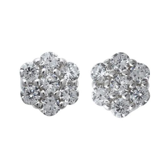 Image of Earrings. Productname: Children's Flower Cubic Zirconia Stud Earrings in Silver colour by brand - Bevilles