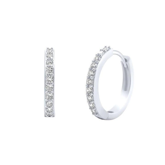 Image of Earrings. Productname: Cubic Zirconia Sterling Silver Hoop Earrings 18mm in Silver colour by brand - Bevilles