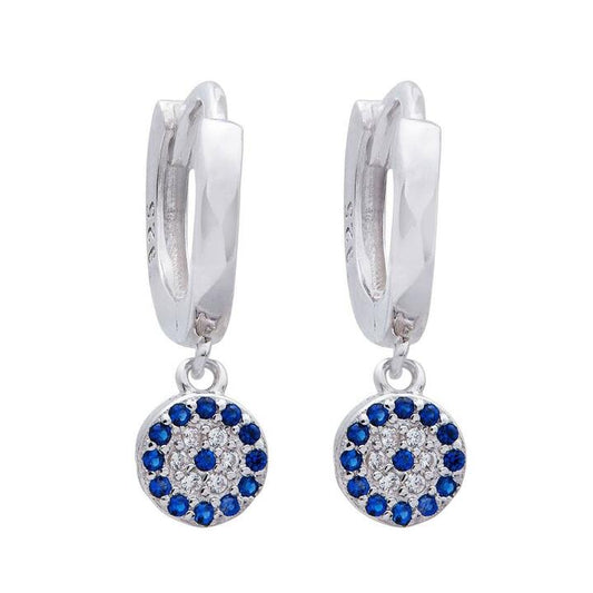 Image of Earrings. Productname: Evil Eye Sterling Silver Drop Earrings in Silver colour by brand - Bevilles