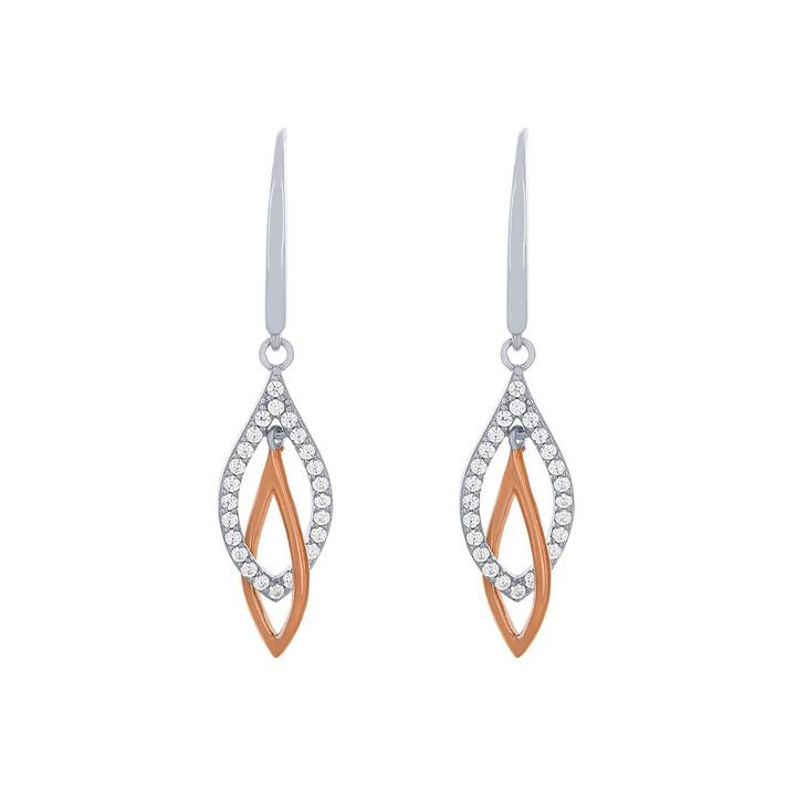 Image of Earrings. Productname: Drop Hook Earrings with Cubic Zirconia in Sterling Silver in Silver colour by brand - Bevilles
