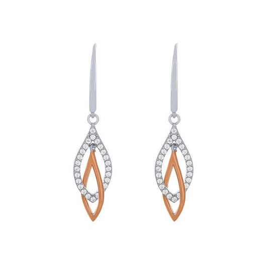 Image of Earrings. Productname: Drop Hook Earrings with Cubic Zirconia in Sterling Silver in Silver colour by brand - Bevilles