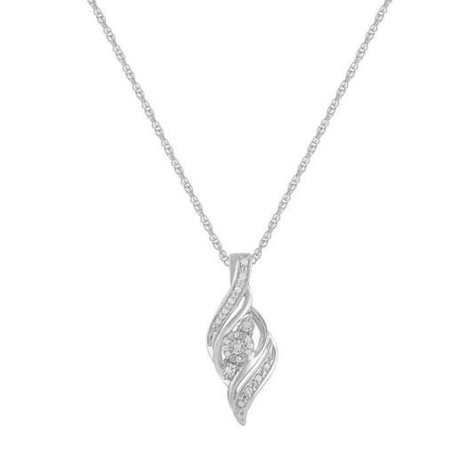 Image of Necklaces. Productname: Diamond Miracle Swirl Necklace in Sterling Silver in Diamond colour by brand - Bevilles