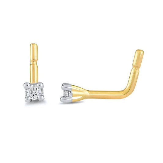 Image of Jewelry. Productname: Diamond Set Nose Ring Pin in 9kt Yellow Gold in Diamond colour by brand - Bevilles