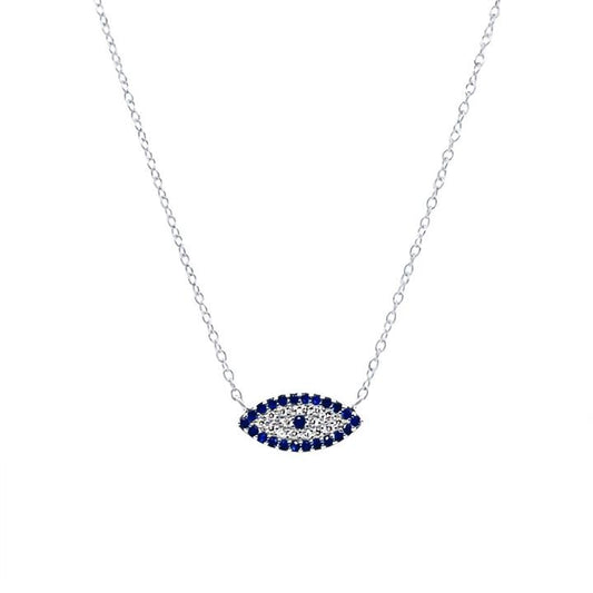 Image of Necklaces. Productname: 45cm Evil Eye Necklace with Cubic Zirconia in Sterling Silver in Silver colour by brand - Bevilles