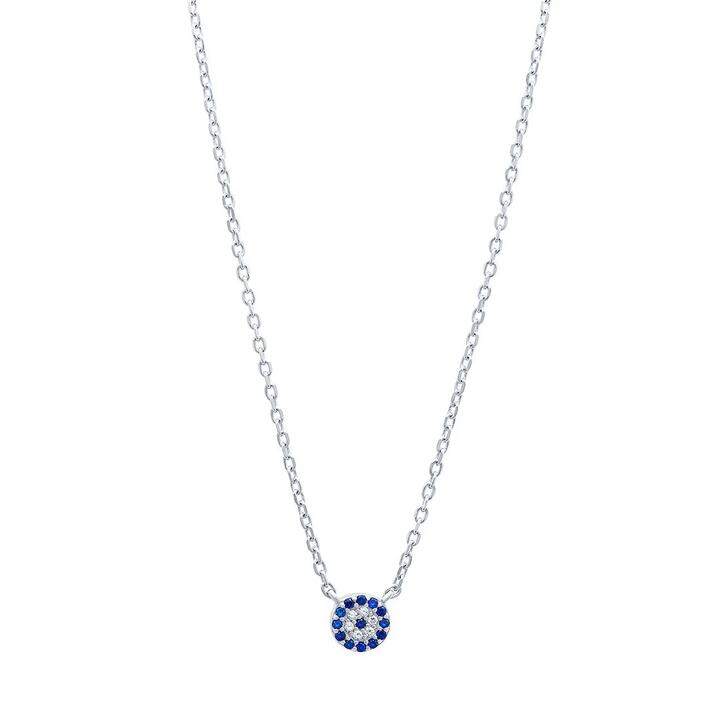 Image of Necklaces. Productname: 45cm Cubic Zirconia Evil Eye Necklace in Sterling Silver in Silver colour by brand - Bevilles