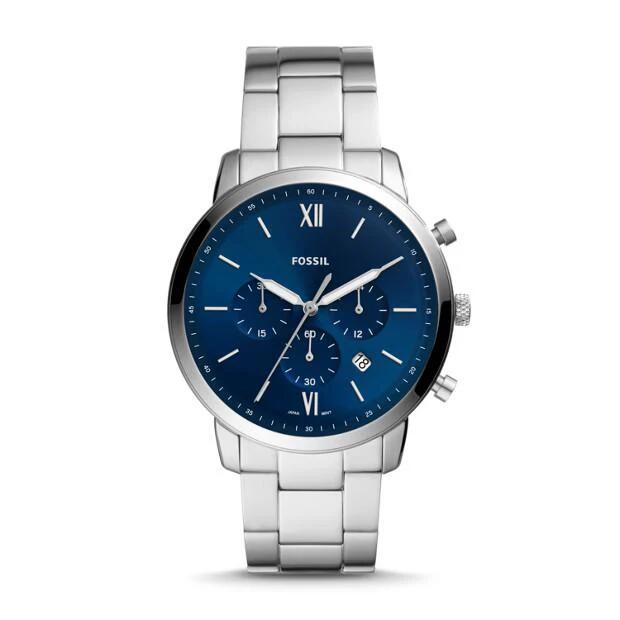 Image of Watches. Productname: Fossil Neutra Chronograph Blue and Silver Men's Watch FS5792 in Watch colour by brand - Fossil