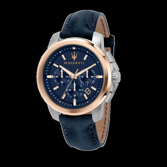 Image of Watches. Productname: Maserati Successo Navy Blue Chronograph in Watch colour by brand - Maserati
