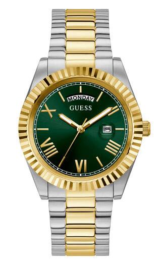 Image of Watches. Productname: Guess Connoisseur Two Tone and Green Men's Watch GW0265G8 in Watch colour by brand - Guess