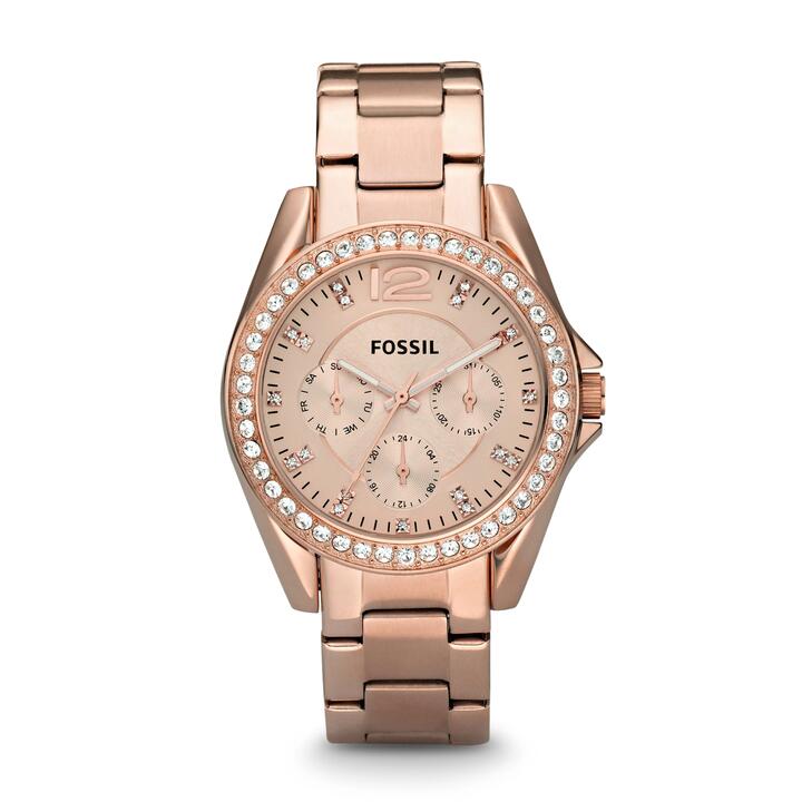 Image of Watches. Productname: Fossil Rose Gold Stone Set Multi Dial Watch ES2811 in Watch colour by brand - Fossil