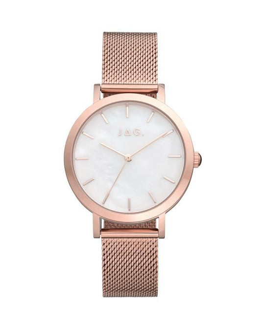 Image of Watches. Productname: Jag Olivia White and Rose Gold Women's Watch J2561A in Watch colour by brand - JAG