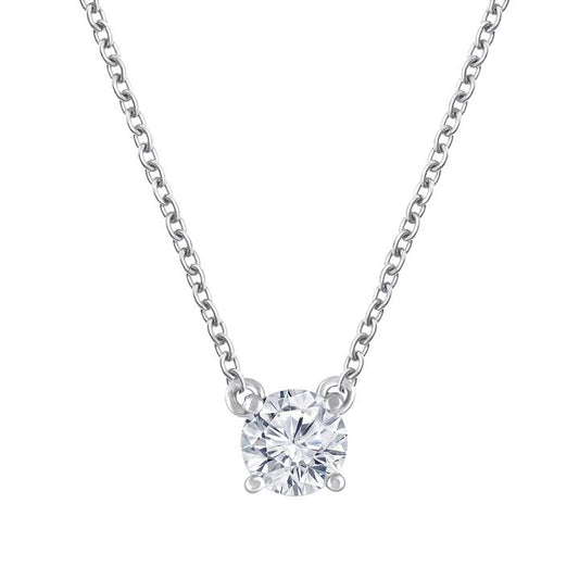 Image of Necklaces. Productname: Meera 0.50tw Laboratory-Grown Diamond Solitaire Necklace in 9kt White Gold in Diamond colour by brand - Bevilles