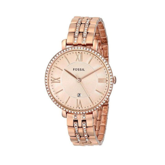 Image of Watches. Productname: Fossil Ladies Jacqueline Rose Gold Watch ES3546 in Watch colour by brand - Fossil