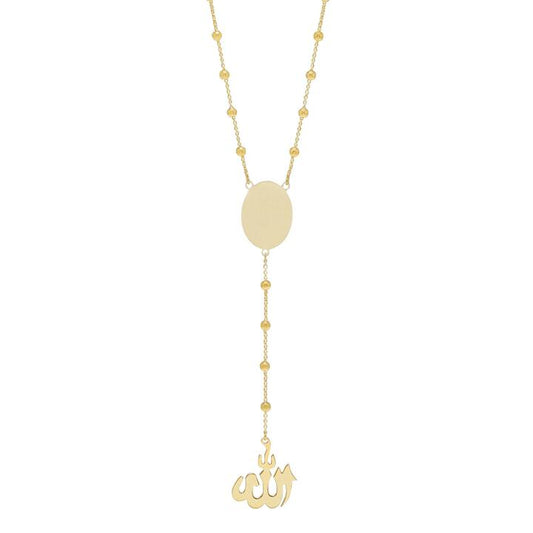 Image of Necklaces. Productname: Islamic Rosary Necklace 50cm in 9kt Yellow Gold Silver Infused in Gold colour by brand - Bevilles
