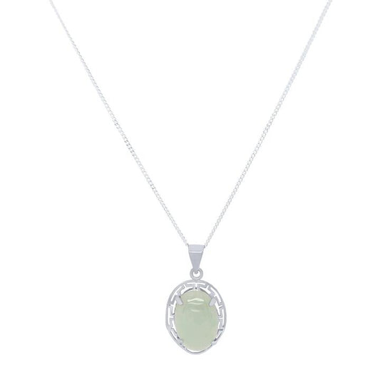 Image of Necklaces. Productname: Jade Oval Necklace in Sterling Silver in Diamond colour by brand - Bevilles