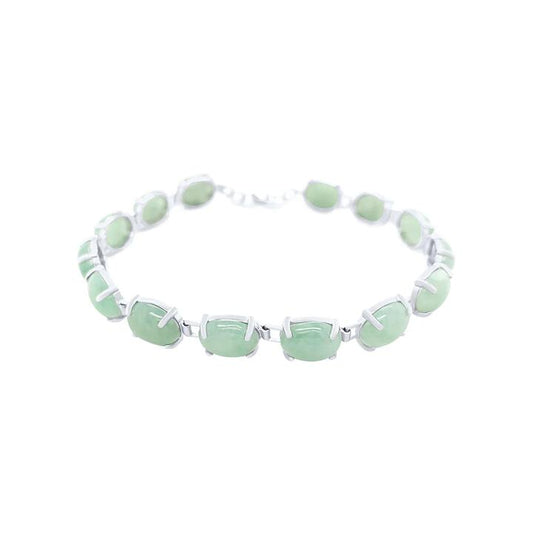 Image of Bracelets. Product name - 20cm Jade Cushion Cut Bracelet in Sterling Silver in colour by brand - Bevilles