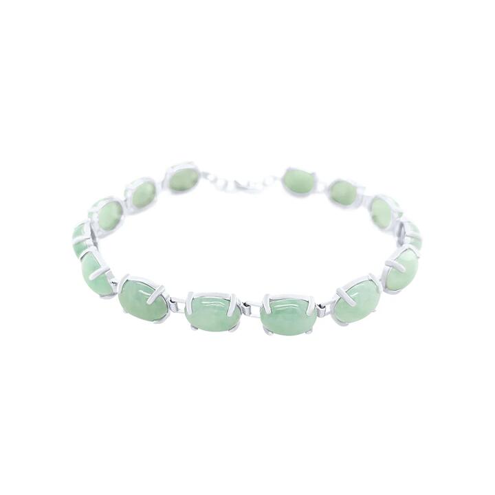 Image of Bracelets. Product name - 20cm Jade Cushion Cut Bracelet in Sterling Silver in colour by brand - Bevilles