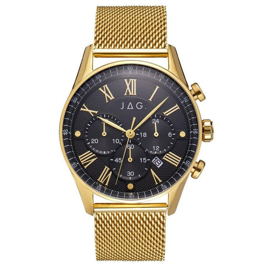 Image of Watches. Productname: jag-lachlan-black-gold-multi-dial-mens-watch-j2277a in Watch colour by brand - JAG