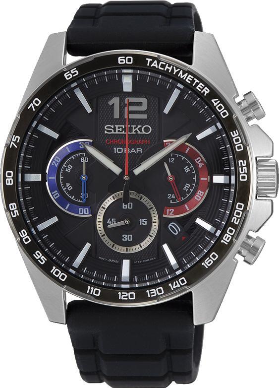 Image of Watches. Product name - Seiko Chronograph Black and Silver Tone Watch in colour by brand - Seiko