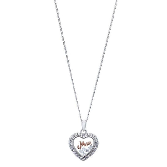 Image of Kitchen & Dining. Productname: 45cm Rose 'Mum' Glass Locket Sterling Silver Necklace in Silver colour by brand - Bevilles