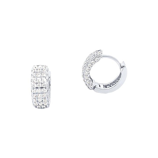 Image of Earrings. Productname: 12mm Pave Cubic Zirconia Sterling Silver Hoop Earrings in Silver colour by brand - Bevilles