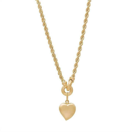 Image of Charms. Productname: Rope Necklace with Heart Charm in 9kt Yellow Gold in Gold colour by brand - Bevilles