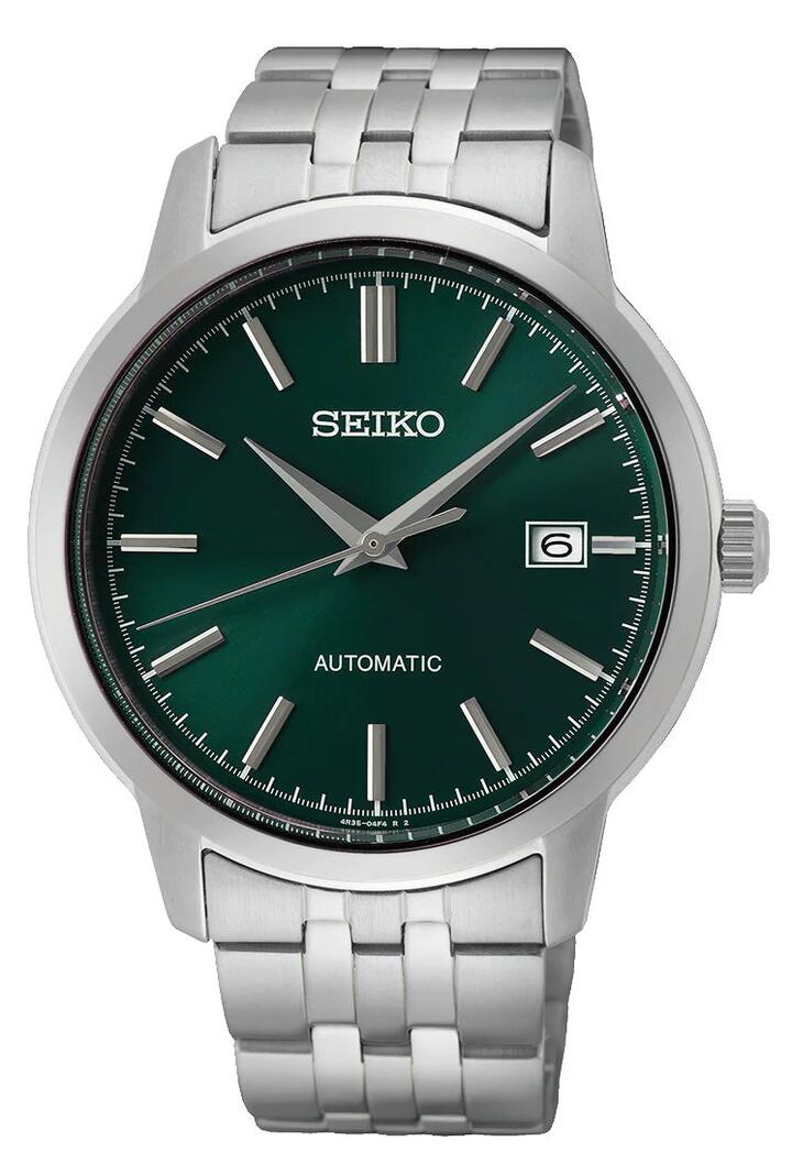 Image of Watches. Productname: Seiko Silver and Green Men's Analogue Watch SRPH89K in Watch colour by brand - Seiko