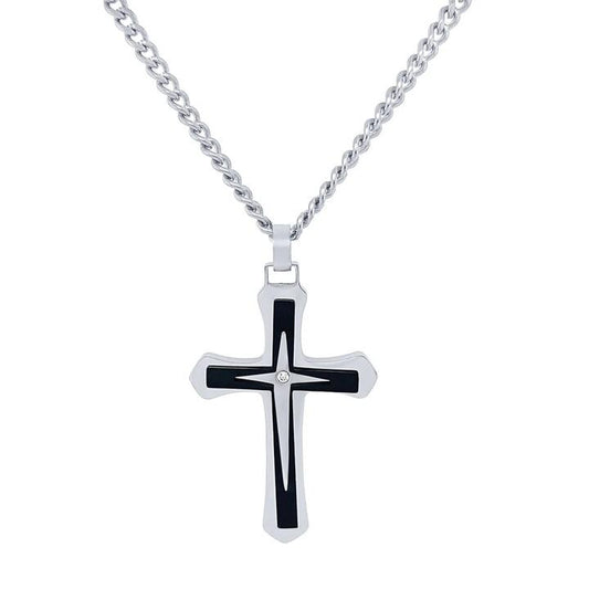 Image of Necklaces. Productname: 50cm Men's Stainless Steel Cross Necklace in Silver colour by brand - Bevilles