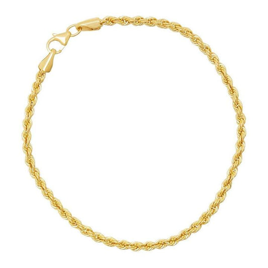 Image of Bracelets. Productname: 19cm Diamond Cut Rope Bracelet in 9kt Yellow Bonded Gold in Gold colour by brand - Bevilles