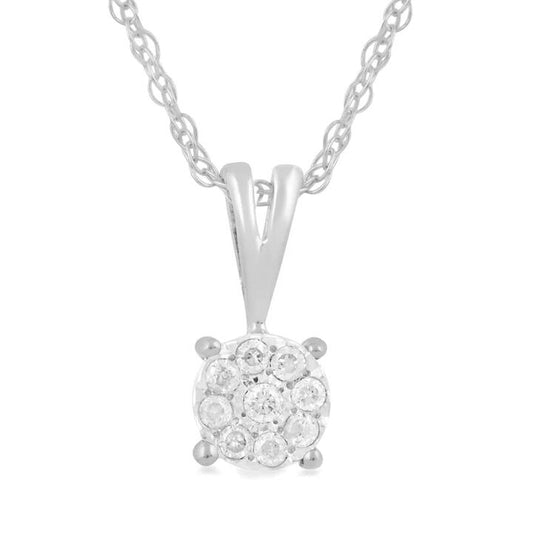 Image of Necklaces. Productname: 45cm Solitaire Look Necklace Diamond Set in 9kt of White Gold in Diamond colour by brand - Bevilles