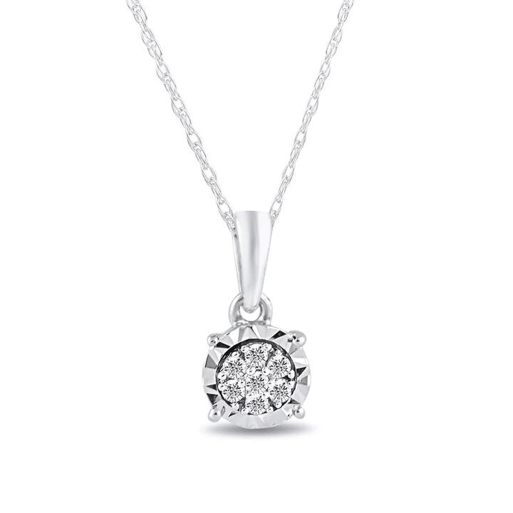 Image of Necklaces. Productname: 45cm Miracle Diamond Set Composite Necklace in 9kt White Gold in Diamond colour by brand - Bevilles