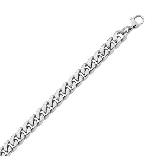 Image of Necklaces. Product name - 56cm 10.5mm Width Curb Chain Necklace in Stainless Steel in colour by brand - Bevilles