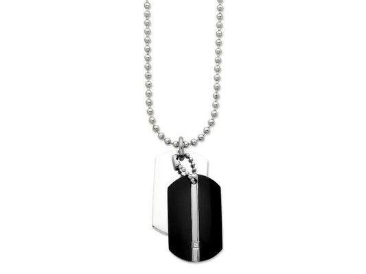 Image of Necklaces. Productname: 55cm Stainless Steel Men's Dogtags Necklace in Silver colour by brand - Bevilles