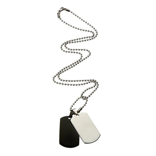 Image of Necklaces. Productname: 60cm 2 Tone Men's Dog Tag Necklace in Stainless Steel in Silver colour by brand - Bevilles