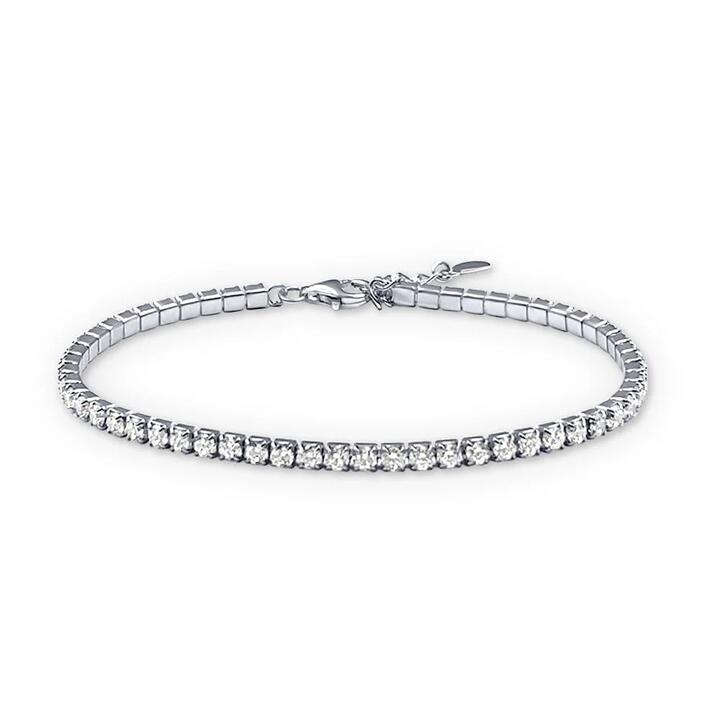Image of Bracelets. Productname: 20cm 2mm Width Claw Set Cubic Zirconia Tennis Bracelet in Sterling Silver in Silver colour by brand - Bevilles