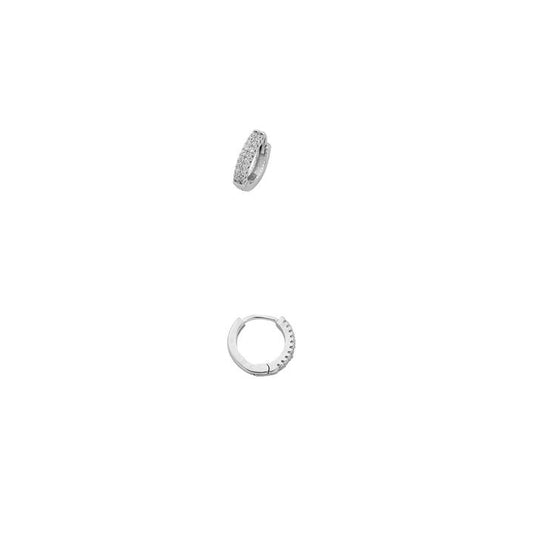 Image of Earrings. Productname: 13mm Sterling Silver Cubic Zirconia Double Row Hoop Earrings in Silver colour by brand - Bevilles