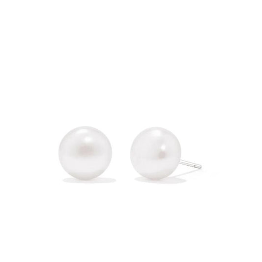 Image of Earrings. Product name - Sterling Silver 9mm White Freshwater Pearl Stud Earrings in colour by brand - Bevilles