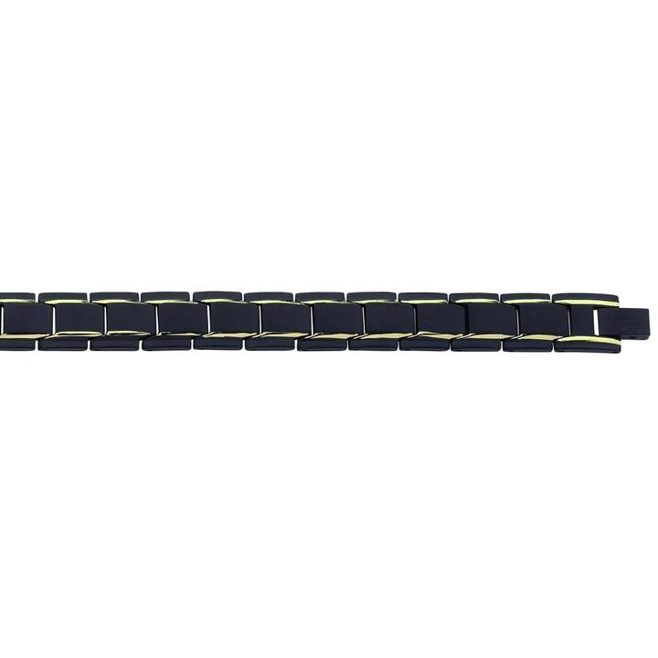 Image of Bracelets. Product name - 21.5cm 12mm Width Black and Gold Two Tone Men's Bracelet in Stainless Steel in colour by brand - Bevilles