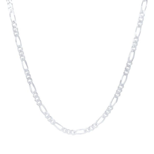 Image of Necklaces. Product name - 50cm 3.3mm Width Diamond Cut Figaro Necklace in Sterling Silver in colour by brand - Bevilles