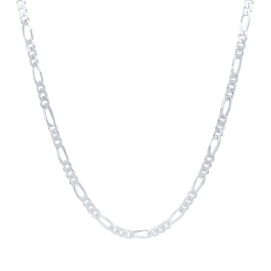 Image of Necklaces. Productname: 55cm 3.3mm Width Diamond Cut Figaro Necklace in Sterling Silver in Silver colour by brand - Bevilles