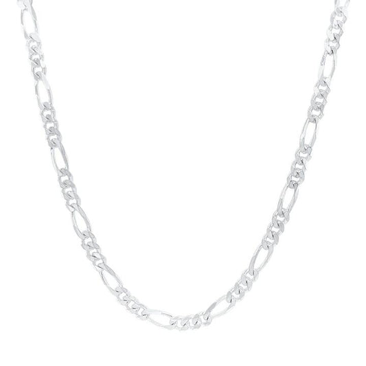Image of Necklaces. Productname: 50cm 4mm Width Figaro Necklace in Sterling Silver in Silver colour by brand - Bevilles