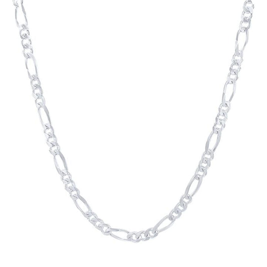 Image of Necklaces. Productname: 55cm 4mm Width Figaro Necklace in Sterling Silver in Silver colour by brand - Bevilles