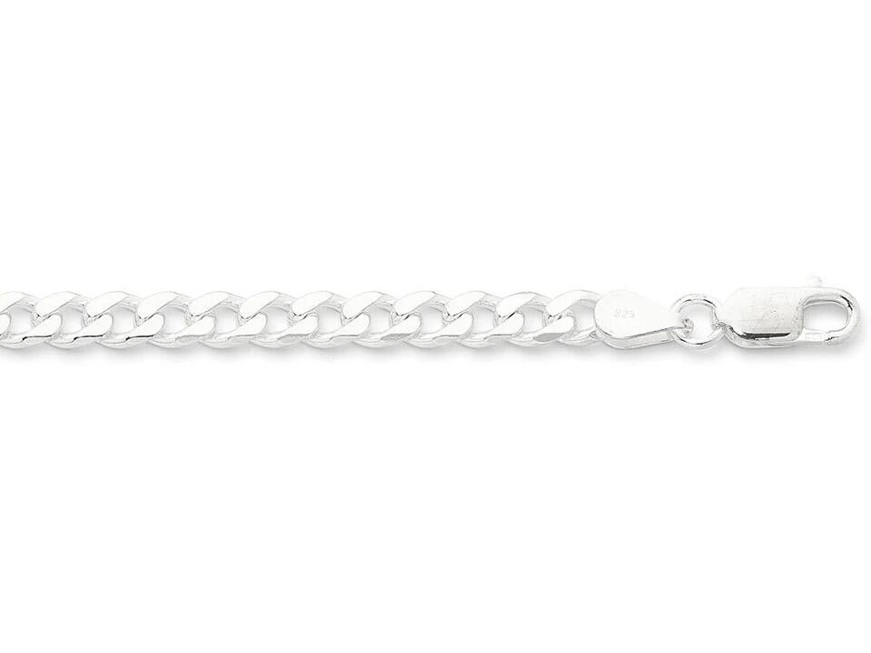 Image of Flats. Productname: 50cm 5.4mm Width Flat Curb Necklace in Sterling Silver in Silver colour by brand - Bevilles